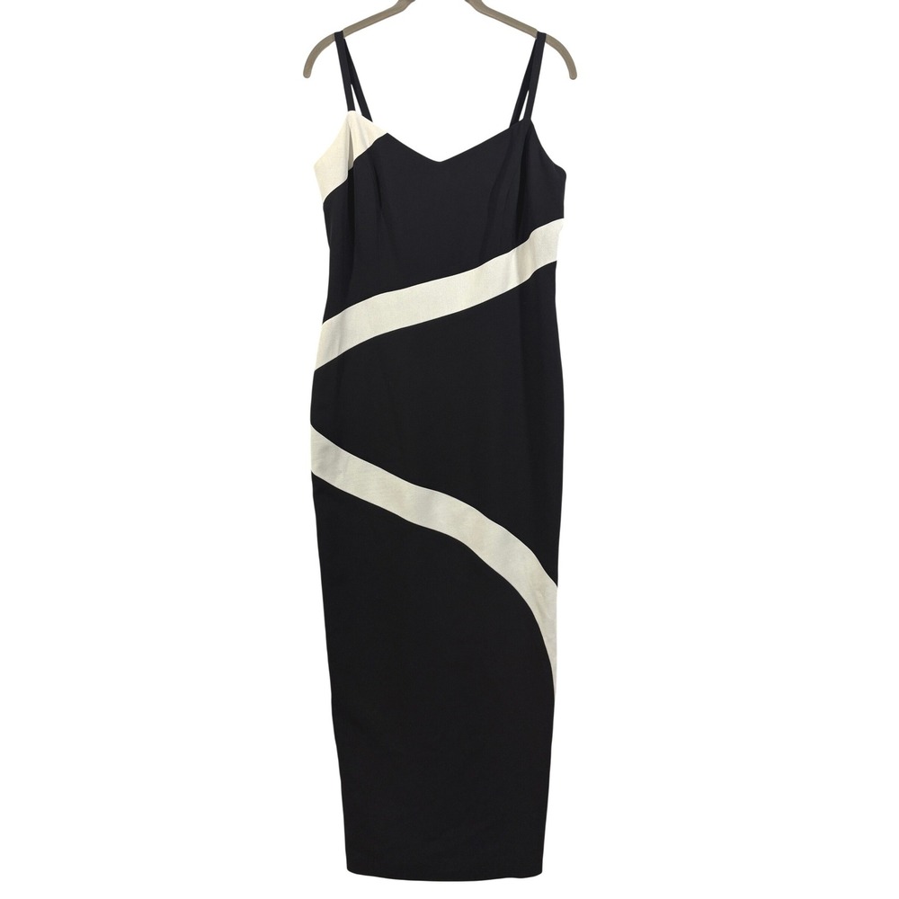 Mieka Vintage Y2k Black White Colorblock stripe formal dress 8 M